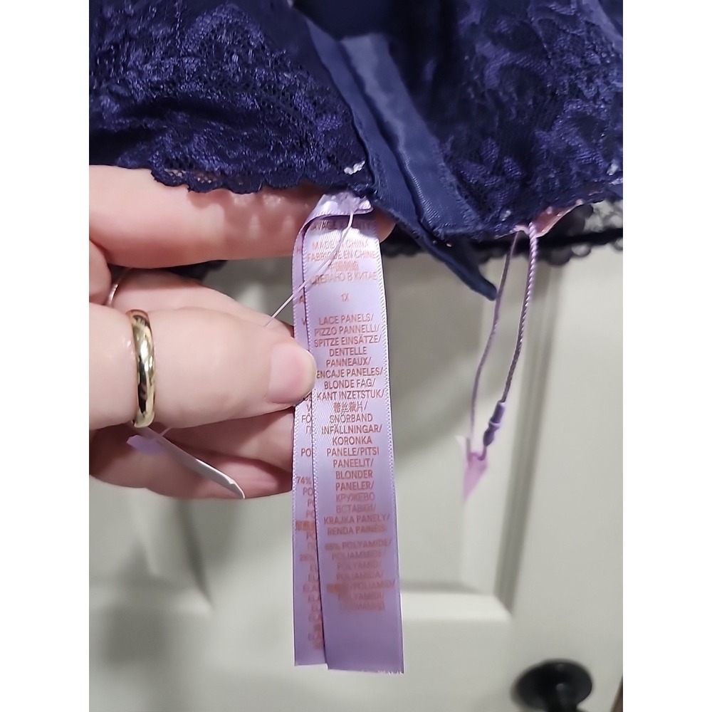 Savage X Fenty 1X Bralette Blue Lace Wireless Pullover RacerBack Rihanna - Picture 10 of 13